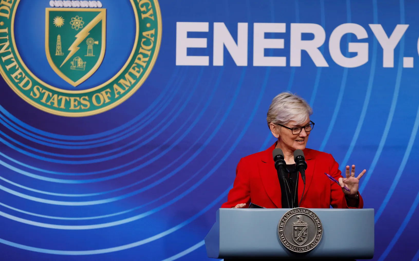 U.S. Energy Secretary Jennifer Granholm holds a news conference at the Department of Energy headquarters to announce a breakthrough in fusion research on December 13, 2022 in Washington, DC.